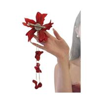 Presilha De Cabelo Feminina Com Flor E Tassel Longo, Acessório De Cabelo Com Contas De Vidro