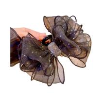 Presilha De Cabelo Feminina Estilo Coreano Com Laço De Diamante Em Tule, Presilha Tipo Garra De