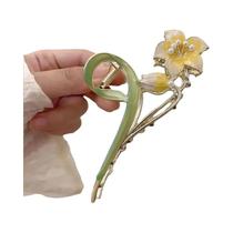 Presilha De Cabelo Feminina Grande De Metal Com Flor De Gardênia, Estilo Tubarão, Moda Primavera Presilha De Cabelo Feminina Grande De Metal Com Flor De Gardênia, Estilo Tubarão, Moda Primavera