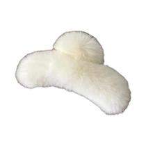 Presilha De Cabelo Grande De Inverno Com Pelo De Vison Real, Presilha De Cabelo De Tubarão Fofa De