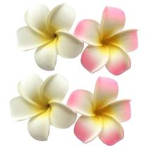 Presilha de Cabelo Juroicessry 7cm Espuma Havaiana Branca e Rosa 4 Unidades Presilha de Cabelo Juroicessry 7cm Espuma Havaiana Branca e Rosa 4 Unidades