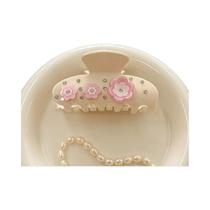 Presilha De Cabelo Média De Acetato Com Flor De Strass, Estilo Meio-Apanhado, Acessório Versátil