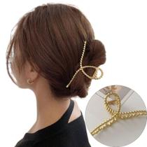 Presilha De Cabelo Piranha Dourado Metal Banhado 12 cm