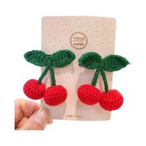 Presilha De Cabelo Vermelha De Cereja Para Bebês Meninas, Bonito Grampo De Cabelo De Tricô, Presilha