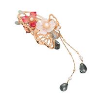 Presilha De Cabelo Vintage Com Borboleta, Peônia E Borlas Para Mulheres, Acessório Elegante De Metal