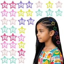 Presilha de cabelos Tic Tac Estrelas Coloridas Esmaltadas com 4 unidades Presilha de cabelos Tic Tac Estrelas Coloridas Esmaltadas com 4 unidades