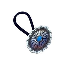 Presilha de Elástico com Enfeite Vintage e Pedra Azul Claro