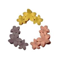 Presilha de Flor Tripla Prendedor de Cabelo Grande Colorida Kit com 3