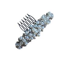 Presilha de Pente Arranjo de Perola com Pedras Prateado Presilha de Pente Arranjo de Perola com Pedras Prateado