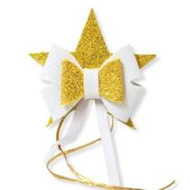 Presilha Estrela Dourada EVA Glitter - Glamour para Cabelo Réveillon
