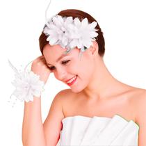 Presilha Flor Branco Enfeite Cabelo Chapéu Penteado Festas