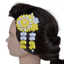 Presilha Flor Kanzashi P/ Cabelo - Mini Dália.