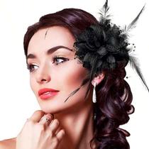 Presilha Flor Preta Enfeite Cabelo Chapéu Penteado Festas