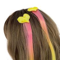 Presilha Infantil de Mecha de Cabelo Neon com Coração