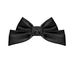 Presilha laço preto com cristais e tecido acetinado