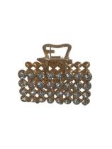 PRESILHA MEDIA METAL DOURADO STRASS QUADRADA Dourada
