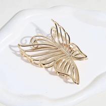 Presilha Piranha de Cabelo Borboleta em Metal, Design Vazado, Dourado, 8cm, Prendedor de Cabelo -