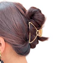 Presilha Piranha de Cabelo Metal Meia Lua Dourada