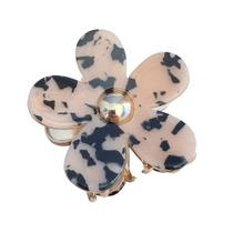 Presilha Piranha de Flor Metal Grande com Aplicação Mesclada