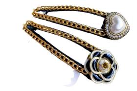 Presilha Tic Tac Cabelo Luxo Enfeite Corrente Flor Coração