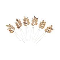 Presilhas De Cabelo Com Cristais E Folha De Ouro 6PCS Acessório De Moda Para Noivas Presente De Presilhas De Cabelo Com Cristais E Folha De Ouro 6PCS Acessório De Moda Para Noivas Presente De