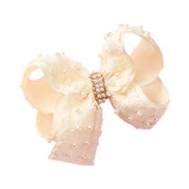 Presilhas De Cabelo Com Laço De Pérola Para Meninas, Presilhas De Flor Com Fita Sólida, Acessórios