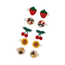 Presilhas De Cabelo De Morango, Cereja E Girassol Para Bebês, 10 Peças, Grampos De Cabelo De Pano