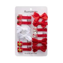 Presilhas De Cabelo De Natal Para Bebês Meninas: Laços De Resina Com Fita, Papai Noel, Meias E