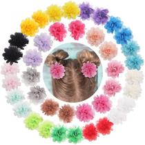 Presilhas de Cabelo DED 40PCS Conjunto de Laços com Flores de Chiffon de 5cm Presilhas de Cabelo DED 40PCS Conjunto de Laços com Flores de Chiffon de 5cm