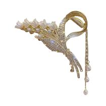 Presilhas De Cabelo Em Forma De Borboleta Dourada Com Pérolas, Clips De Cabelo Em Liga Para Mulheres