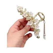 Presilhas De Cabelo Em Forma De Borboleta Dourada Com Pérolas, Clips De Cabelo Em Liga Para Mulheres