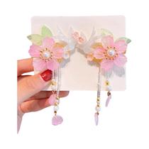 Presilhas De Cabelo Flor De Resina Rosa Com Cristais, Acessórios De Cabelo Para Mulheres E Meninas