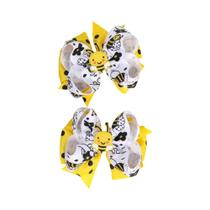Presilhas De Cabelo Fofas De Abelha Floral Para Meninas, 2 Peças, Com Estampa De Abelha De Desenho