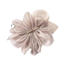 Presilhas De Cabelo Grandes De Metal Com Flor De Chiffon Para Mulheres, Prendedor De Rabo De Cavalo,
