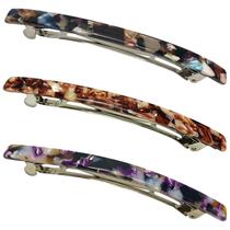 Presilhas de cabelo HYFEEL Long French 10,6 cm, pacote com 3 (marrom, preto, roxo)