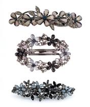 Presilhas de cabelo MOESUYUM, 3 peças de clipes franceses Fancy Flower Metal