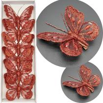 Presilhas Prendedor Borboleta Natalina Vermelho De 8cm 18Pçs Presilhas Prendedor Borboleta Natalina Vermelho De 8cm 18Pçs