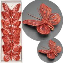 Presilhas Prendedor Borboleta Natalina Vermelho De 8cm 24pçs Presilhas Prendedor Borboleta Natalina Vermelho De 8cm 24pçs