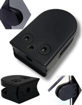 Presilhas Vidro Curva Preto Kit 5 Suporte Redonda Aço Inox