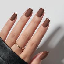 Press on Nails Bartbox Short Square Dark Brown com acabamento fosco