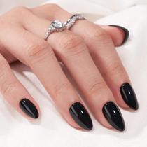Press On Nails Battbox Almond Black Short 30 unidades com cola Press On Nails Battbox Almond Black Short 30 unidades com cola