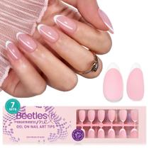 Press On Nails Beetles French Tips, 224 unidades de amêndoa curta rosa Press On Nails Beetles French Tips, 224 unidades de amêndoa curta rosa
