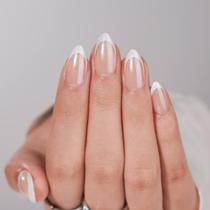 Press On Nails Btartbox French Tip, gel de amêndoa branca, 30 unidades