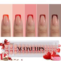 Press On Nails btartboxnails XCOATTIPS French Tip Red Short