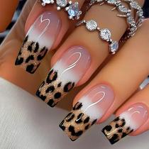 Press on Nails Curvlife Tip Acrylic Fake Full Cover Leopard