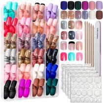 Press on Nails FANDAMEI, 24 cores, 576 unidades, curtas, quadradas, foscas