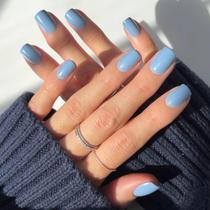 Press On Nails Glamnetic Cashmere Blue Opaco Short Squoval