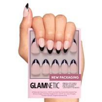 Press On Nails Glamnetic Caviar, amêndoa curta semitransparente