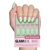 Press On Nails Glamnetic Mint Green Solid Opaco Curto Oval