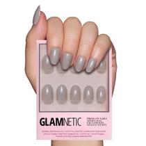 Press On Nails Glamnetic Pure Grey Opaco Cinza Claro